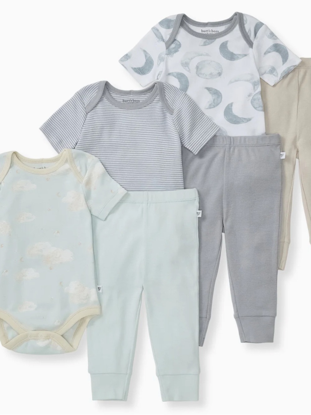 Burt’s Bees Baby NEW Organic Short Sleeve Bodysuit and Pants 3-6 Months 3 Pack